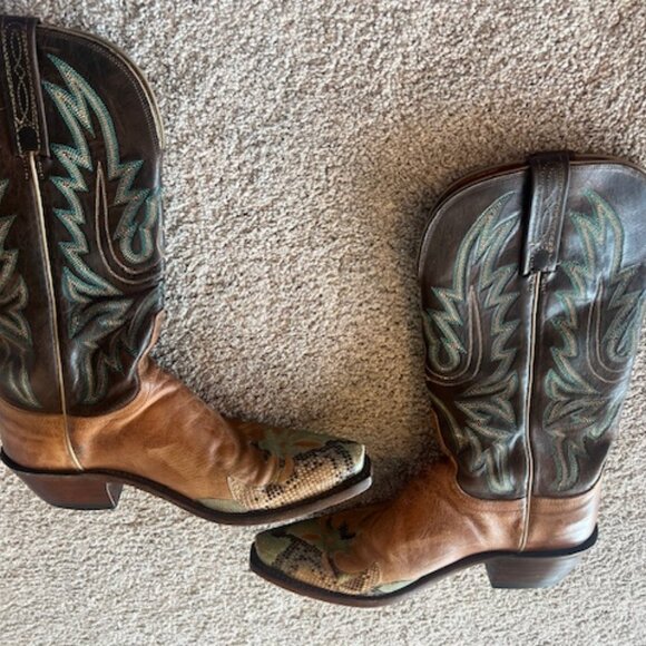 Lucchese 1883 Boots in Tan/Light Green/Brown/Teal, Size 7.5 B - Picture 7 of 12